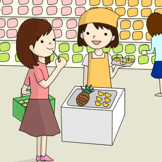 挿絵（試食販売の仕事）